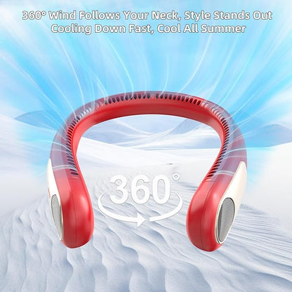 Portable Neck Fan, Personal Wearable Bladeless Fan, LED Display, 6000mAh USB