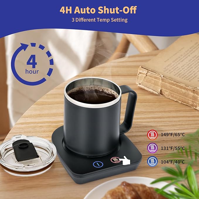 VOBAGA Coffee Mug Warmer with 15oz Mug Set, Electric Coffee Cup Warmer with