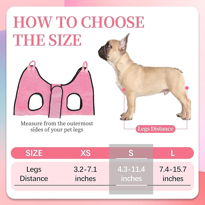 PatiencET Dog Grooming Hammock, Pet Grooming Hammock for Cats & Dogs with Security Strap, Dog Sling for Nail Trimming with Nail Clippers/Trimmer, Nail File, Pet Comb(Pink S)