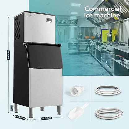 EUHOMY Commercial Ice Maker Machine 400Lbs/24H, SECOP Compressor&ETL Approval