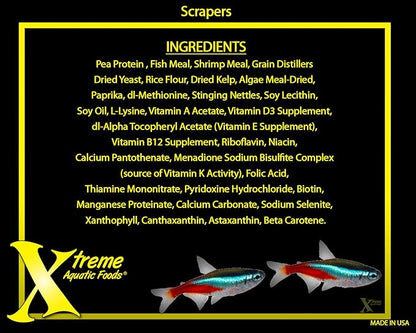 Xtreme Scrapers Wafers - Premium 14mm Fast-Sinking Fish Food – Nutrient & Cellulose Rich Ideal for Nocturnal Feeders, Catfish, Plecostomus Species, and Loaches – USA Farm Grown (64oz)