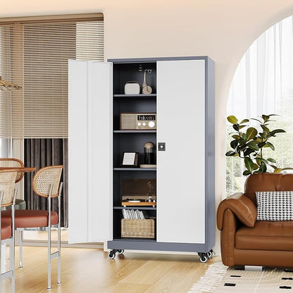Metal Rolling Storage Cabinet-74.6” Tall Steel File Cabinets