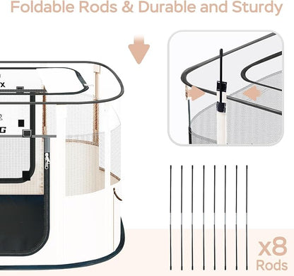 XRG Foldable Dog Playpen with Pad,Indoor Cat Kennel M(31.5"x23.6"x21.7") | Portable Dog Crates with Upgrade Breathable Mesh，Sturdy Cat cage Indoor & Outdoor for Rabbit or Small Animals，Beige
