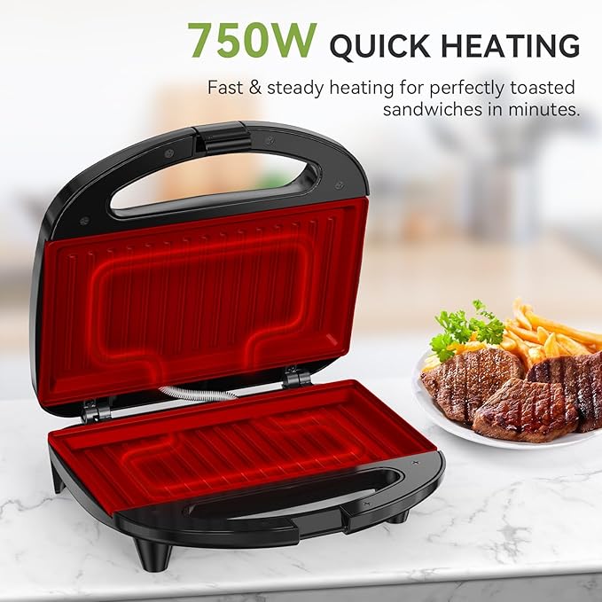 OSTBA Sandwich Maker & Panini Press, 2 Slice Grilled Cheese Maker