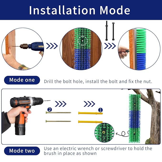 4PCS Livestock Scratching Brush Goat Scratching Tool Post Massage Grooming Brush with 8 Screws for Animals Back Scratcher Itch Brushes for Cattle, Sheep, Horses, Pigs,Cow(4, Green)