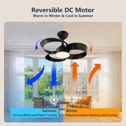 FANX 22 Inch Ceiling Fan with Light and Remote, Quiet DC Motor, Dimmable LED