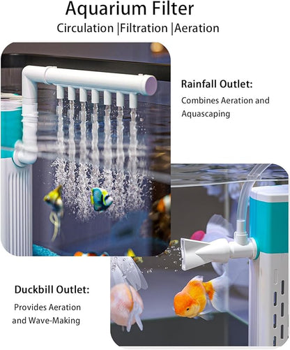 Negative Pressure Aquarium Fish Tank Kit, 3 Gallon Betta Fish Tank Starter Kit with Light and Filter, Blue Sand, Small Tropical Fish, Guppies, Goldfish, or Betta