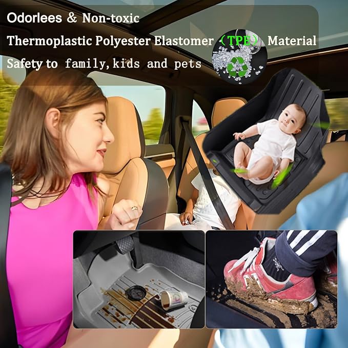 Aiqiying Floor Mats＆Cargo Liners Compatible with Toyota Camry 2018-2024 FWD Models, Non Hybrid or AWD，All Weather Waterproof Durable Custom-Fit Front Rear Full Set Carpet Protection TPE Accessories