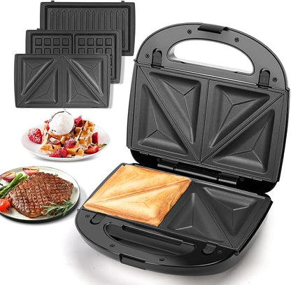 Aigostar Sandwich Maker Panini Press Grill, 3 in 1 Waffle Maker