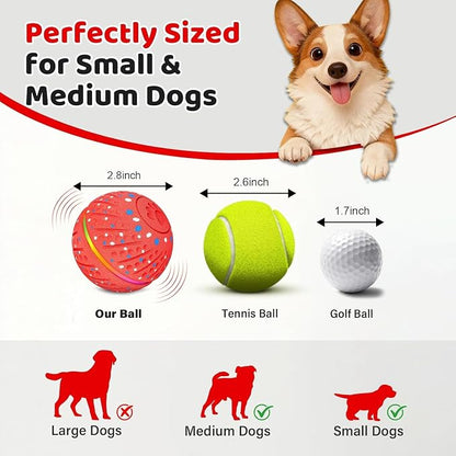 Smart Moving Bouncing Interactive Dog Toys Ball for Small Medium Dogs | Smart motion bouncing dog ball made of durable E-TPU material with RGB lights & 3 play modes for small & medium dogs.