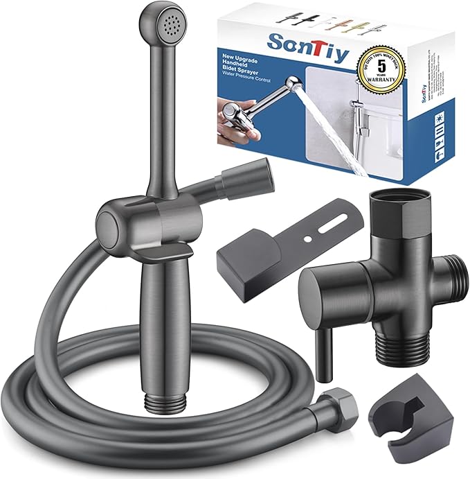 SonTiy Handheld Bidet Toilet Sprayers Black Stainless, Cloth Diaper Sprayer
