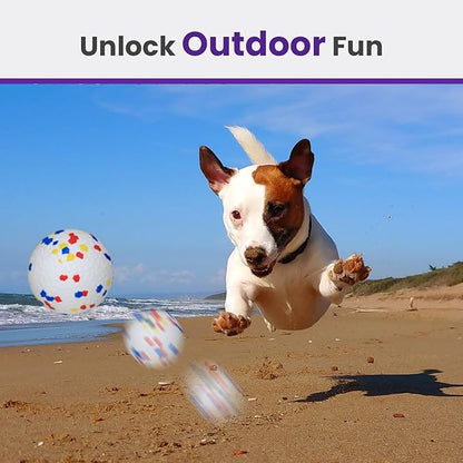 2 Pack Bouncy Dog Balls, 3'' Indestructible Dog Toys for Aggressive Chewers, Outdoor Jolly Tennis Balls for Dogs, Durable Interactive Floating Dog Fetch Toy, Orange White