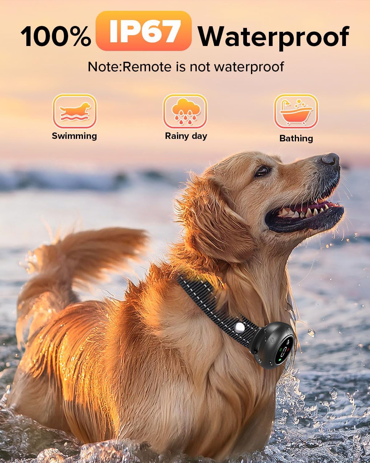 XDX 2-in-1 Dog Shock Collar & Bark Collar – 3300FT Dog Training Collar with Remote, Automatic Anti-Barking, 5 Adjustable Sensitivity Levels, IP67 Waterproof E-Collar for Small Medium Large Dogs