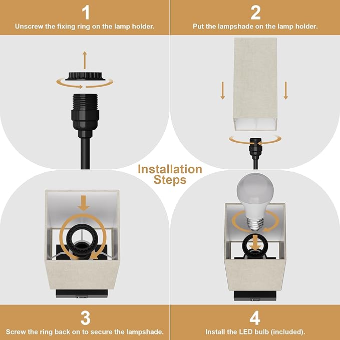 Sailstar Touch Bedside Lamp for Bedroom Set of 2, 3 Way Dimmable Table Lamp with USB C+A Charging Ports, Small Nightand Lamps for Bedroom Decor, Living Room, Home, LED Bulbs Included, Upgraded Beige