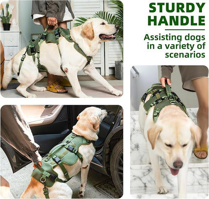 PUPTECK Dog Lift Harness for Medium Large Sized Dog, Rehabilitation Sling for Hind Leg Support, Multifunctional Mobility Assistance Harness for Old, Disabled, Joint Injuries, Paralysis Dogs, Green L