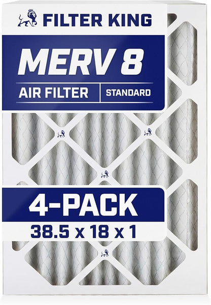 Filter King 38.5x18x1 Air Filter | 4-PACK | MERV 8 HVAC Pleated A/C Furnace