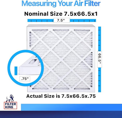 Filter King 7.5x66.5x1 Air Filter | 4-PACK | MERV 8 HVAC Pleated A/C Furnace