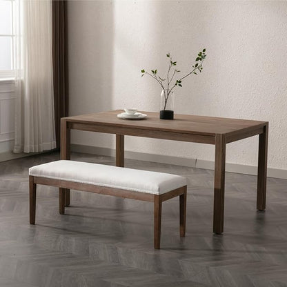 chairus Padded Entryway Bench Linen Upholstered Dining Table Benches Farmhouse Shoe Bench Seat for Hallway Bedroom End of Bed Vintage 45.5" Wooden Leg Benches for Kitchen Restaurant Window, Beige