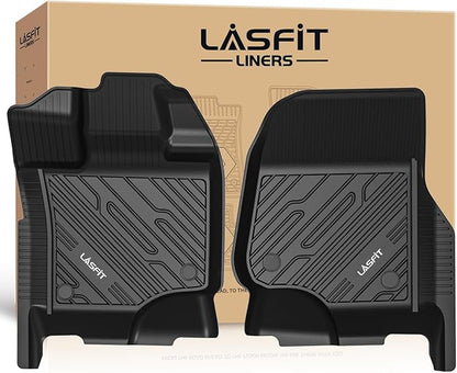 LASFIT Front Floor Mats for Ford F-150 2015-2026 | F150 Lightning 2022-2025 SuperCrew & Super Cab Carpet Floor All Weather Car Liners TPE Truck Mats-First Row Only, 2pcs Black
