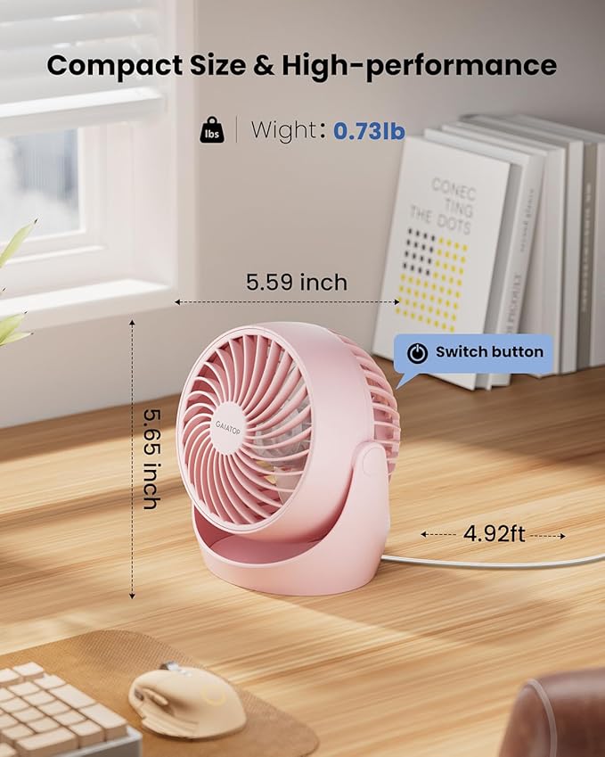 Gaiatop Desk Fan, 5-Inch Portable Electric Table Desktop Air Circulator Fans