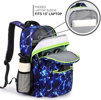 ZORFIN 26L Backpack for College, and Travel: Water Resistant Bookbag - Blue Lightning