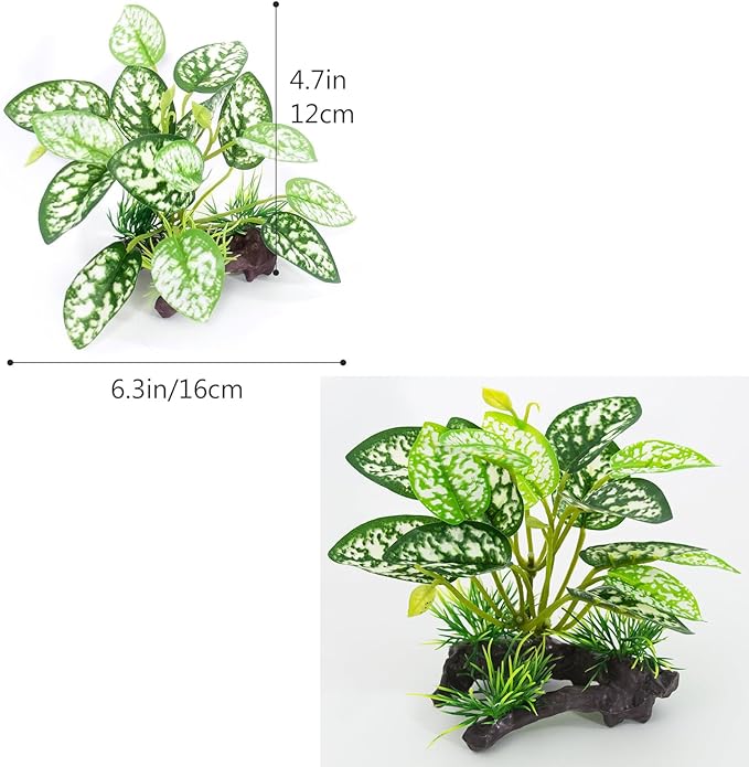 Fish Tank Decorations Aquarium Ornaments 3pcs Betta Silk Leaf Plants Artificial Driftwood Cave Aquarium Plants Accessories