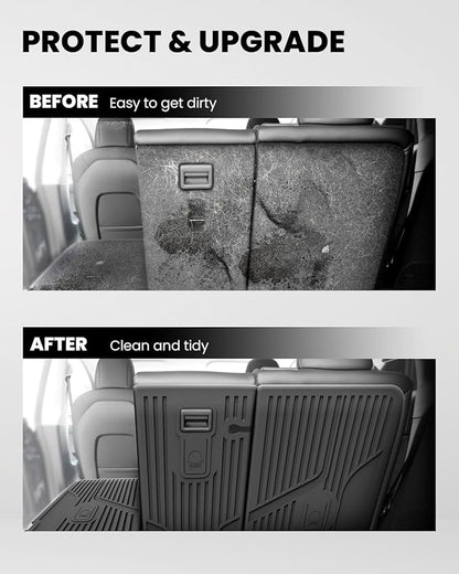 LASFIT Premium Extra Thick Rear Seat Back Covers for Tesla Model Y 2025/2024/2023/2022/2021/2020 | TPE Custom Fit Waterproof Model Y Accessories 5/7 Seater Second Row Back Seat Protector Mat Liner
