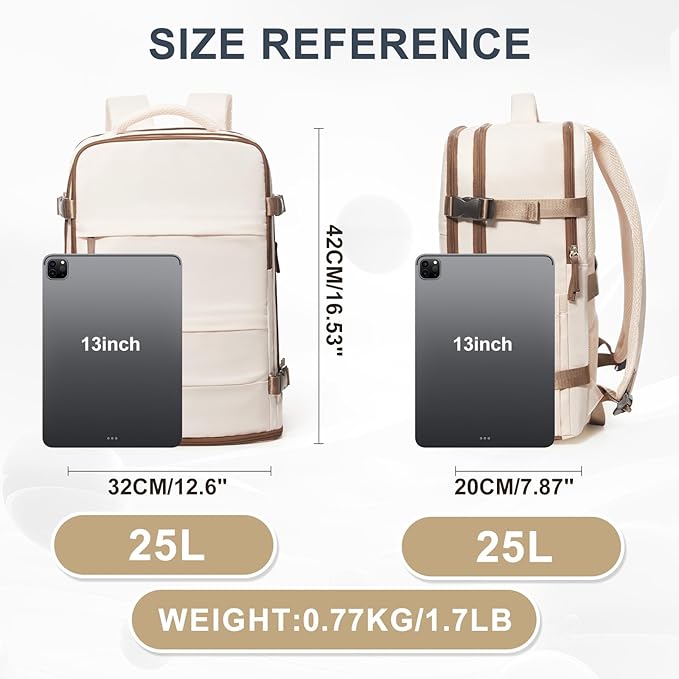 coowoz Travel Backpack For Women Men,Carry On Backpack,Hiking Backpack Outdoor Sports Rucksack Casual Daypack travel essentials(Beige Brown)