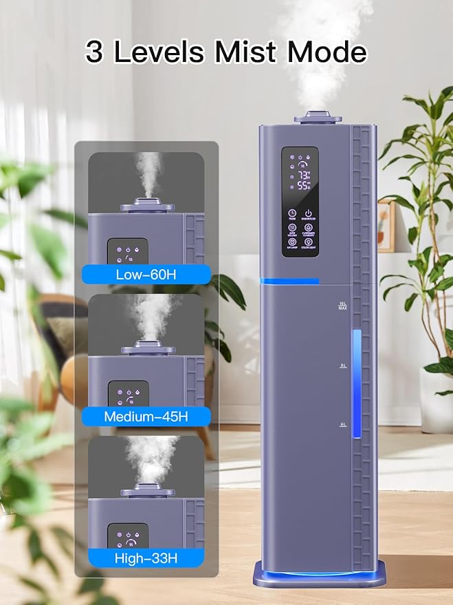 Zeova 10L/2.64Gal Humidifiers for Bedroom, Top Fill Quiet Ultrasonic Cool Mist