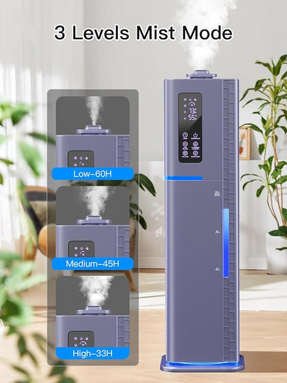 Zeova 10L/2.64Gal Humidifiers for Bedroom, Top Fill Quiet Ultrasonic Cool Mist