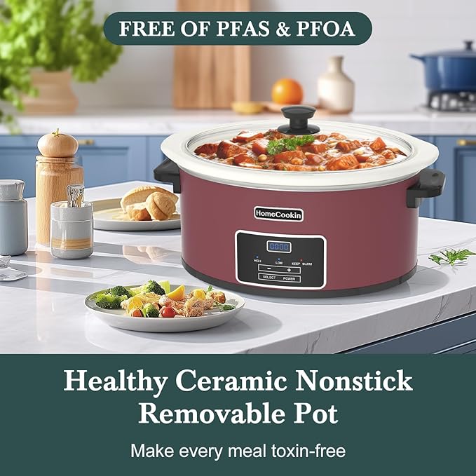 HOMECOOKIN 7-Quart Programmable Slow Cooker