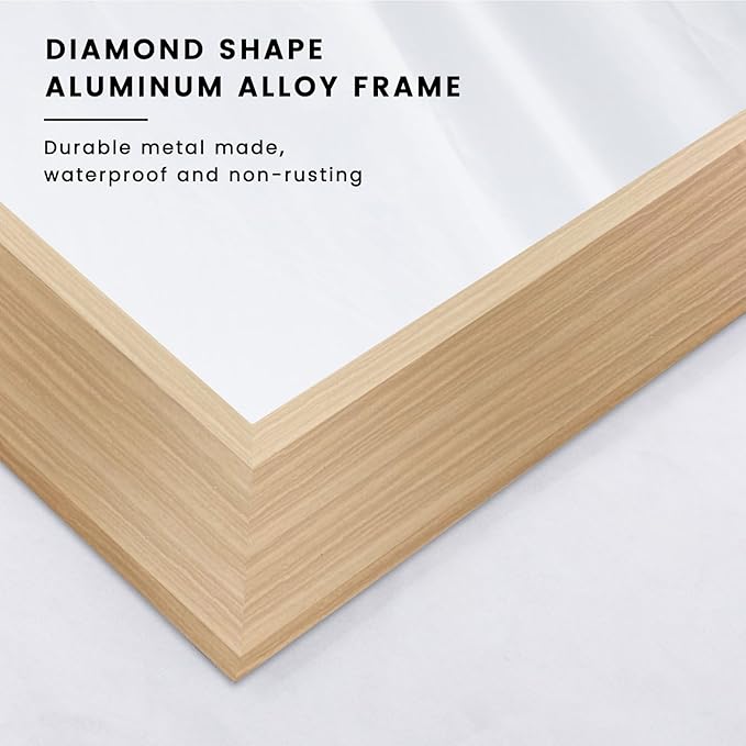 Amorho Bathroom Mirror for Wall, 20X30 Inch Oak Wood Grain Metal Framed Mirror