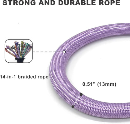 Rope Dog Leash, 6 Foot Heavy Duty Dog Leash with Aviation Aluminum Auto Locking Carabiner, Strong Nylon Pet Lead for Small, Medium, Large Dogs (Purple, 6FT)