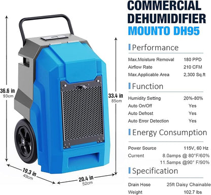 MOUNTO 180Pints Commercial Dehumidifier