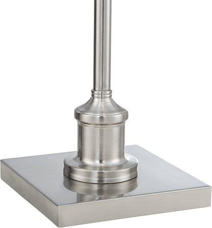 Regency Hill Jenson Traditional Farmhouse Adjustable Pharmacy Light Floor Lamp Swing Arm Standing Base 54" Tall Brushed Nickel Silver Metal for Living Room Reading House Bedroom Home Office