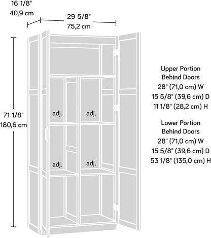 Sauder Storage Cabinet/ Pantry cabinets, 29.61 " x D: 16.02 " x H: 71.50"