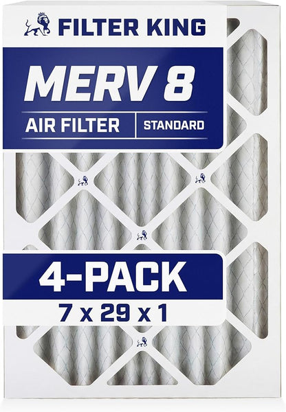 Filter King 7x29x1 Air Filter | 4-PACK | MERV 8 HVAC Pleated A/C Furnace