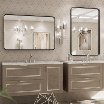 LOAAO 24X30 Inch Black Metal Framed Bathroom Mirror