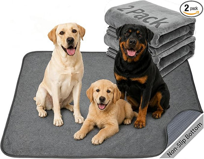 Washable Dog Pee Pads 36x72 2Pack Reusable Whelping Pads, Absorb Dog Mats Non-Slip Puppy Training Pads for Whelping, Potty, Training, Playpen, Crate