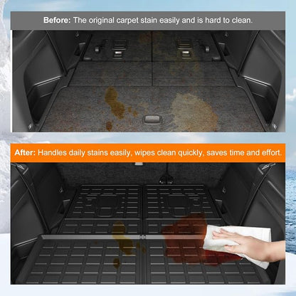 powoq Cargo Mat Compatible with 2021-2026 Jeep Grand Cherokee L Overland Trunk Mat Backrest TPE Cargo Liner Replacement for 2021-2026 Jeep Grand Cherokee L Accessories (Trunk Mat+Backrest Mats)