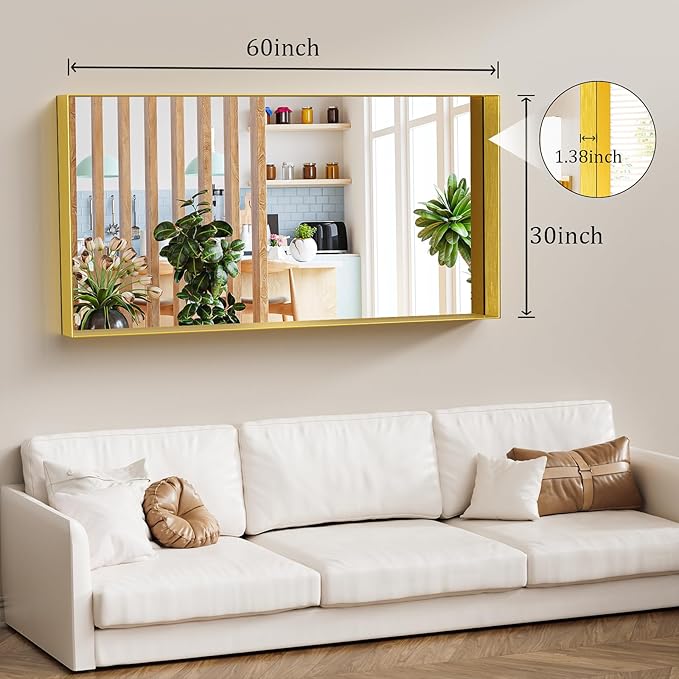 Koonmi 30x60 Inch Metal Framed Bathroom Mirror