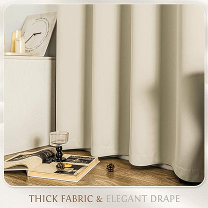 Beauoop 100% Blackout Curtains 63 Inch Long 2 Panels