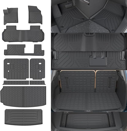 Rongtaod Floor Mats Compatible with 2024 2025 2026 Chevrolet Traverse 8 Seats (NOT for Limited) Sub Trunk Mat Lower Cargo Mat Cargo Liner Back Seat Cover Chevy Traverse Accessories (Set of 10)