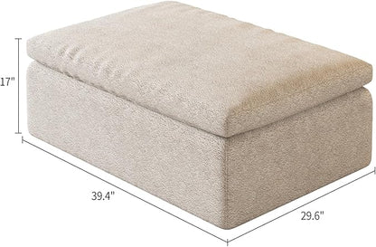 OTSLTSOO 39.4" Oversized Ottoman Foot Rest for Sectional Couch, Movable Cloud Rectangle Ottoman with Memory Foam and Soft Teddy Fleece, Modular Pouf, No Assembly Required, Non-Slip Bottom (Beige)