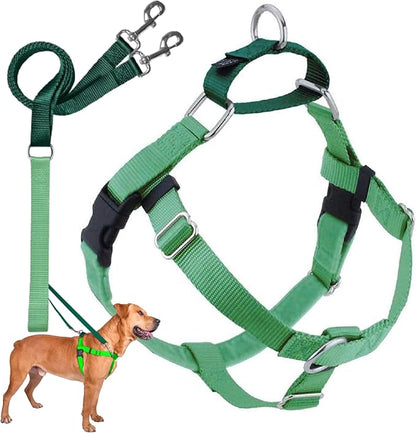 2 Hounds Design Freedom No Pull Dog Harness, Adjustable Harness and Leash Set, Easy Walking & Comfortable Control, Fits Small, Medium & Large Dogs, Solid Colors, Made in USA, 1" XL, Neon Green
