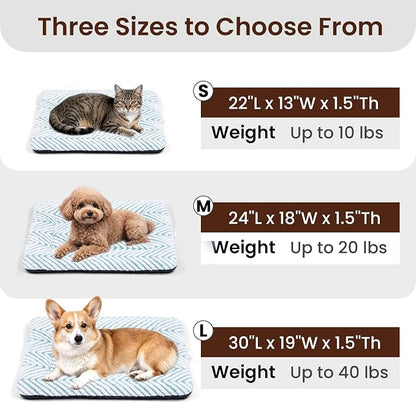 Mora Pets Cat Bed for Indoor Cats & Small Dogs Washable Flat Cat Bed Mat Soft Fluffy Dog Crate Kennel Carrier Pad with Anti-Slip Bottom for Pet Cage Travel Sleeping Chevron Blue 22 x 13