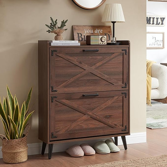 Shoe Storage Cabinet, Farmhouse Shoe Organizer