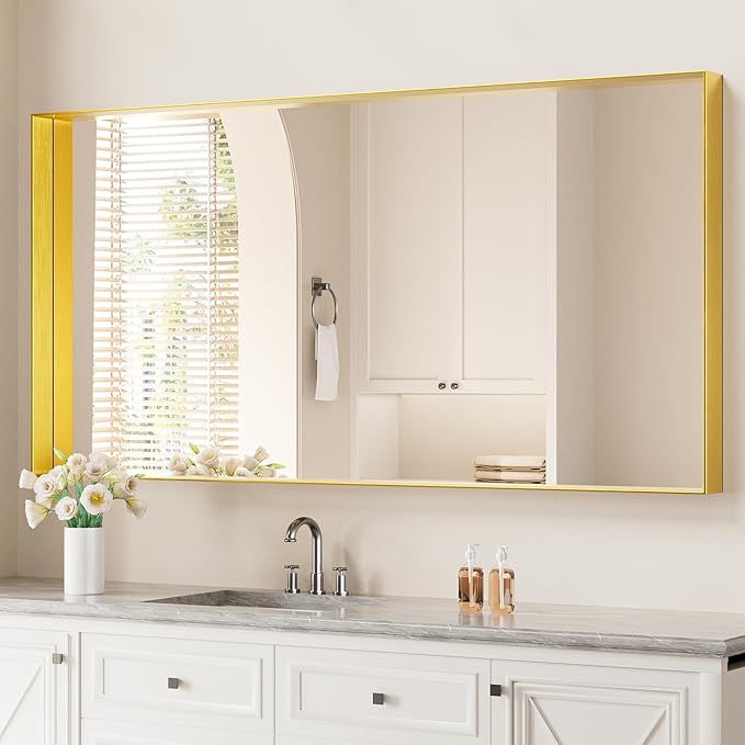 Koonmi 30x60 Inch Metal Framed Bathroom Mirror