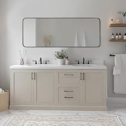 ANDY STAR 18" x 48" Full Length Wall Mirror, Large Polished Chrome Mirror