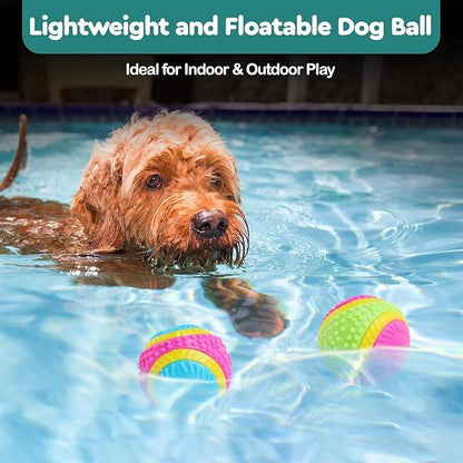 SPOT Sensory Ball Dog Toy for Soft Chewers – 3.25-Inch Durable TPR Rubber Ball with Squeaker and Bell, Textured for Gentle Chewing, High-Contrast Colors for Indoor & Outdoor Fetch Play